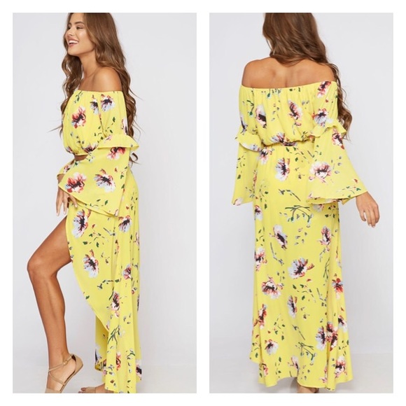 LAST 1❤️ Floral Off Shoulder Crop Top Set - Picture 3 of 4